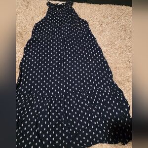 Navy and White Patterned Dress Size Large